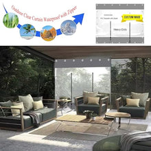 FENGZEQUAN Gray Transparent Tarp Side Panels, Outdoor Curtain PVC Plastic Cover for Pergola with Zipper,PVC Partition Curtains, Waterproof for Outdoor Curtains,Heavy Duty(H3xL10m/H9.8xL32.8ft)