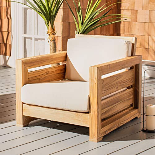 Safavieh Couture Patio Guadeloupe Outdoor Club Chair Natural/White