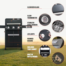 Monument Grills Mesa Series, 3+1 Outdoor Barbecue Stainless Steel Propane Gas Grill, 3 Burners & 1 Side Burner 48,000 BTU Patio Garden Grill with Knob Controls, Mesa325, Black