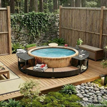 Hot Tub Surround Black Poly Rattan with Storage