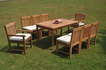 TeakStation 8 Seater Grade-A Teak Wood 9 Pc Dining Set: 71" Rectangle Table and 8 Devon Chairs (2 Arm & 6 Armless Chairs) #TSDSDV60
