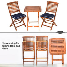 YWangQiang 3PCS Patio Folding Wooden Bistro Set Cushioned Chair Conversation Table Chair Seat Cushion