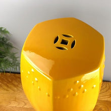 LINKIO Garden Stool Decorative Ceramic Garden Stool, Hexagonal Design, Indoor Outdoor Sitting Stool for Living Room, Villa, Patio Ottomans