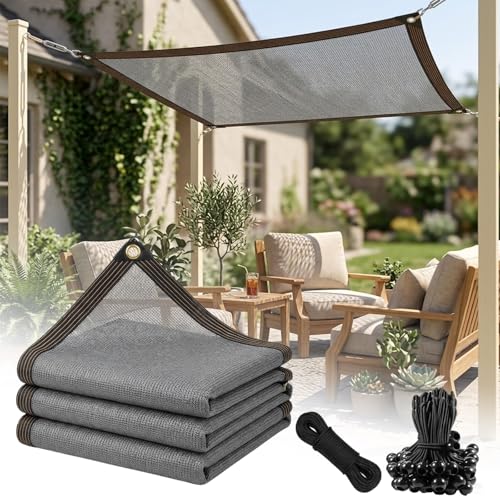 GFJYKDL Square Sail Shade CanopyWaterproof Patio Umbrella Cover 90% Protection for Backyard Garden & Outdoor Spaces Grommets Included,Grey-8.5x9.0m