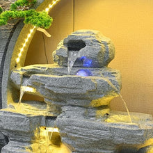 6.6ft Gray Elegant Zen Rockery Fountain with LED Lights - Durable Cement Concrete Waterfall Fountain for Indoor & Outdoor Spaces Housewarming Gift,Garden,Patio,Office,Home Decoration (5002)(5001)