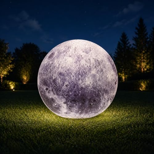 LED Lighted Inflatable Moon Balloon, Hanging Airtight PVC Moon Ball for Space Theme Party, Event Decoration and Festival Display (8.2 FT (98.4"))