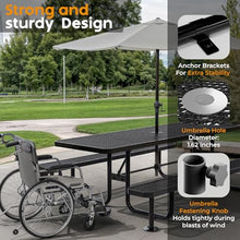 OUTTANS Commercial Metal Picnic Table (Black, 8' Rectangular)