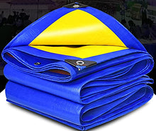HYHMJ-Reinforced Tarp Sheet Cover 0.32mm Thick Outdoor Cover Canopy Tear Proof Plastic PE Poly Tarp Pergolas Gazebos Flower Stand Shelter Tent,Blue yellow,6.7x7.8m