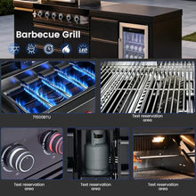 Modular Stainless Steel Outdoor Kitchen Island,All-in-One BBQ Grill Station with Sink,Storage Drawers, Side Prep Counter (80 IN Black Sink Fridge, 80", Propane Gas Grill)