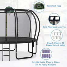 EMKK 15FT Trampoline for Kids with Safety Enclosure and Basketball Board Black Pumpkin Shaped