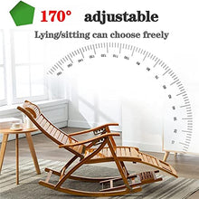 FENOKD Rocking Chair Bamboo Lounge Chair Rocking Chair,Foldable Wooden Rocking Chairs Sun Lounger Chairs,Patio Rocking Chairs for Heavy Duty Adults Elderly,with Armrest Foot Mas (with Pad)