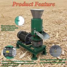 JARYANNIX 220V Three-Phase 8mm Wood Pellet Maker with 2-Head Rollers, Agricultural Waste Pelletizer,130lbs/h Pellets for Small Farm Use