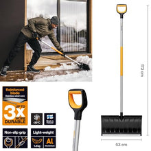 Fiskars Snow Pusher for Shallow Snow Layers, X-Series, Length: 173 cm, Aluminium/Polymer, Black/Orange/Grey, 1057179