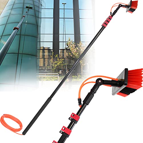 wzfdm Telescopic Rod Water Brush, Window Cleaning Pole Water Fed Telescopic Brush Extendable Cleaner Conservatory Roof,Cleaning Photovoltaic and Solar Panels,12ft/3.6m-36ft/10.8m,24FT/7.2M