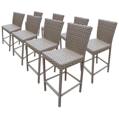 Afuera Living Contemporary 30" Patio Bar Stool Set of 8 Gray Stone