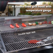 RGWYGCG 4-Burner Propane Gas Grill with Rotisserie Kit & Side Burner, Heavy Duty Outdoor Kitchen Grilling Station with Prep Table, Drawers & Cabinet for Backyard BBQ