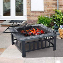 Garden Fire Pit Grill Bowl Grill Barbecue Rack Fire Pits, Fire Bowl for Garden and Patio, Outdoor Garden Fire Pit with Mesh Cover,Outdoor Fire Pits