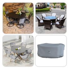 Covers & all Round Dining Table Set Cover, Made of 18 Oz Waterproof & UV-Resistant Cover Tuff Fabric, Suitable for Indoors/Outdoors (95”, Gray)