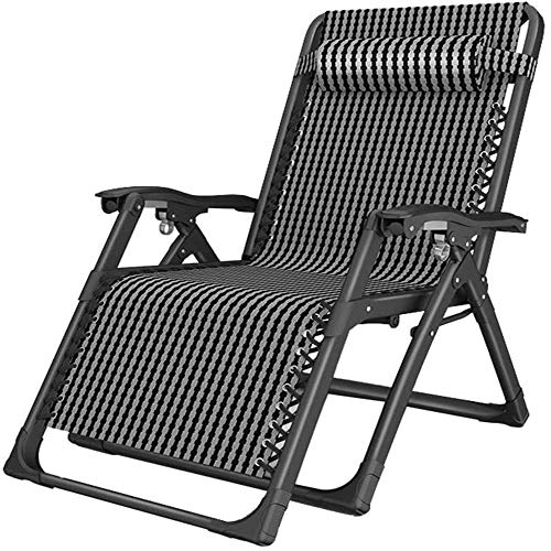 IIPOSAQQ Folding Recliner Garden Chair Leisure Beach Chair with Headrest for Garden Outdoor Camping Portable Deck Chairs for Heavy People with Cushions