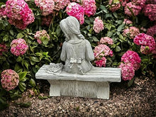 Concrete Jenny Girl Figure Outdoor Garden or Backyard Sculpture Girl Sitting on Bench Statuary