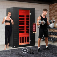 RESTISLAND Infrared Sauna, 2 Person Home Sauna with Red Light Therapy Black