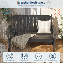 Garvee 2-Person Outdoor Benches Set of 2, HDPE Patio Slatted Bench, All-Weather Durable Garden Bench for Backyard, Porch, Lawn, and Poolside, 2 Pack, Grey