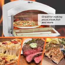 12" Outdoor Gas Pizza Oven - Pull-out Handle & Temperature Detector, Portable Stainless Steel Pizza Oven for Grill, Backyard and Camping,220V