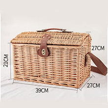 AADECOR Wicker Picnic Basket Set for 4 Persons, Willow Hamper with Liner, Willow Picnic Hamper Basket with Cutlery Service Kits for Camping, Outdoor, Valentine Day, Thanks Giving, Birthday