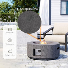 Cosiest Propane Fire Pit for Outside, 28 in Round Gas Fire Pits for Outdoor Patio, Certified, 50000 BTU Concrete Rectangle Base with Rain Cover, Free Lava Rocks