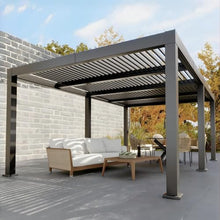 12x20 ft Louvered Pergola, All-Aluminum Outdoor Pergolas with Adjustable Roof and Integrated Drainage System, Heavy Duty Hardtop Gazebo, Weather-Resistant Patio Cover for Deck, Backyard, Garden