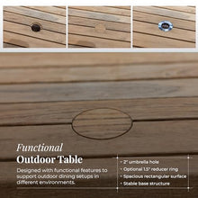 POVL Outdoor Menlo 7-Piece Teak Hardwood Patio Dining Set for 6 — 63" x 35.5” Compact Rectangular Grade A Teak Table, 2 Stacking Armchairs & 4 Stacking Side Chairs - for Small Patios & Decks (Winter)