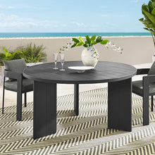 Modway Tahoe Outdoor Patio Powder-Coated Aluminum Round Dining Table in Gray - 59 Inch Patio Table with Umbrella Hole and Cover - 4 Person Dining Table - Slatted Patio Furniture Table