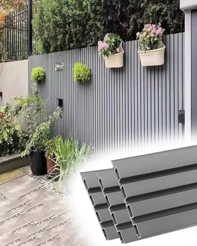 ENHEN Silver Grey Fence Panels Post Outdoor 6ft, Semi-Open Heavy Duty Yard Deck Railing Privacy Partition Decor, Low Maintenance Waterproof Wall Panels(518.4cmx183cm/17ftx6ft)