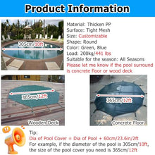 MZZKFC Customizable Round Inground Pool Safety Cover, 3 5 10 15 20 25 30 35 FT Dia Winter Pool Protector, Extra Long Pool Safety Net Cover Max Load 200kg/441Ibs(Green,14.5ft)