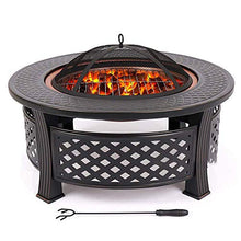 Garden Fire Pit Grill Bowl Grill Barbecue Rack Fire Pit with BBQ Grill Shelf,Outdoor Metal Brazier Round Table Fire Pit Garden Patio Heater/BBQ/Ice Pit,Outdoor Fire Pits