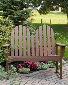 POLYWOOD Classic Adirondack 48" Bench, Mahogany - Heavy Duty HDPE Outdoor Patio Bench for Garden, Deck, Porch & Dock - 2 Person Seating