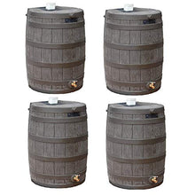 Good Ideas Rain Wizard 50 Gallon Plastic Rain Barrel Water Storage Collector with Brass Spigot, Oak