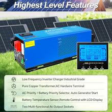 ZLPOWER 6000W Inverter Charger 24 Vdc and 240 Vac Input 120V/240V AC Output Split Phase Low Frequency Peak 18000w Pure Sine Wave Inverter for RV Trailer Camper Home Boat