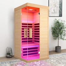 OUTEXER Indoor Far Infrared Sauna Canadian Hemlock Single Person Spa Wood Color