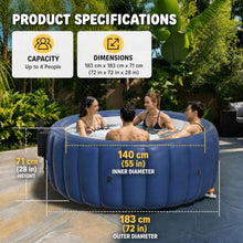 Inflatable Hot Tub, Round Blow up Portable Hot tub, Smooth Easy-Wipe Interior, Convenient Side Drain Spout, Blow Up Hot Tub for Backyard