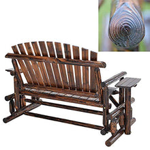 WZYPZFCL Stool 67In Outdoor Park Garden Bench Double Sliding Rocking Chair, Terrace Courtyard Carbonized Solid Wood Bench Weather Resistant Porch Chair, Rocking Lounge Chair Patio/Entrance Furniture
