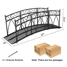 Kinpaw 8FT Extra Large Garden Bridge with High Guardrails Black