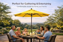 Treasure Garden Octagonal 9 ft Patio Umbrella - Outdoor Furniture Table Umbrella – Push-Button Tilt – Black Aluminum Frame (Obravia2, Boulder)
