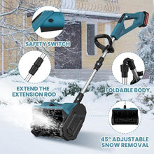 Electric Snow Blower, Cordless Snow Shovel with 3000mAh Battery and Charger, Lightweight Snow Thrower with Adjustable Handle for Driveway/Patio,Blue-1Battery