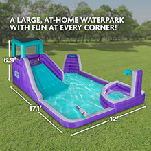 SUNNY & FUN Inflatable Water Slide Park - Climbing Wall, Slide & Pool - Blue, Purple