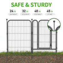 Dogelsy Decorative Garden Metal Fence 72ft (L)×45in (H) with 28 Panels 4 Gate Outdoor, No Dig Rustproof Wire, Animal Barrier Fencing for Outdoor Yard Patio Flower Bed,（Black-Silver）
