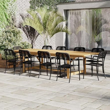 Amazonia Double Extendable Rectangular Carolina Patio Dining Set 11-Piece Light Teak Finish