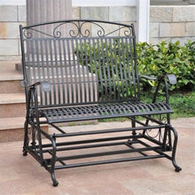 International Caravan Iron Patio Glider Loveseat in Black