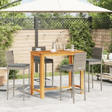 LKJVFCPW 5-Piece Patio Bar Set, Outdoor High Top Dining Table and 4 Stools, PE Rattan and Acacia Wood Furniture for Garden, Backyard, and Balcony