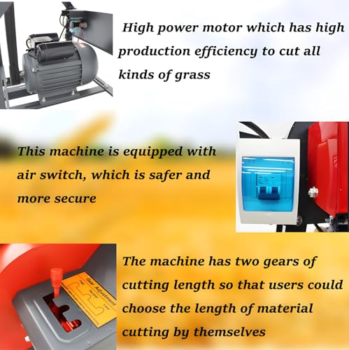 Banfluxion 220V 4-Blade Hay Cutter Pulverizer Red